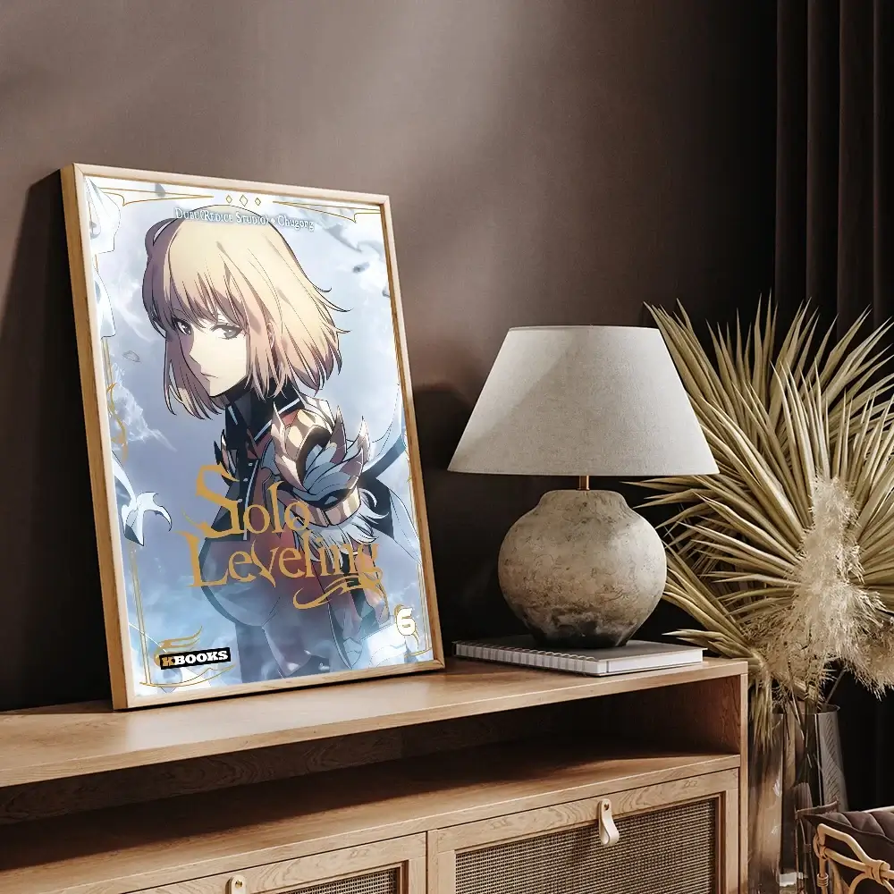 A vintage-style Solo Leveling Sticky Poster printed on whitepaper, featuring Sung Jinwoo and the Shadow Army with a DIY self-adhesive backing.