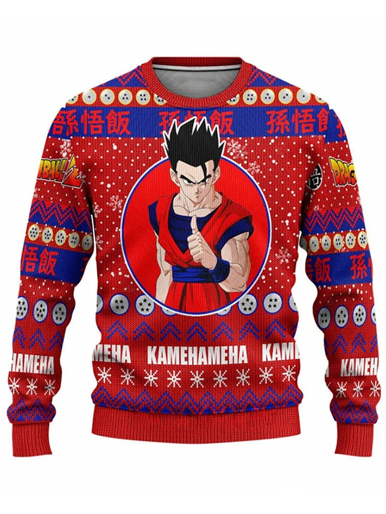 A matching parent-child Dragon Ball Wukong Sweatshirt featuring Goku anime character art, perfect for autumn and winter fashion.