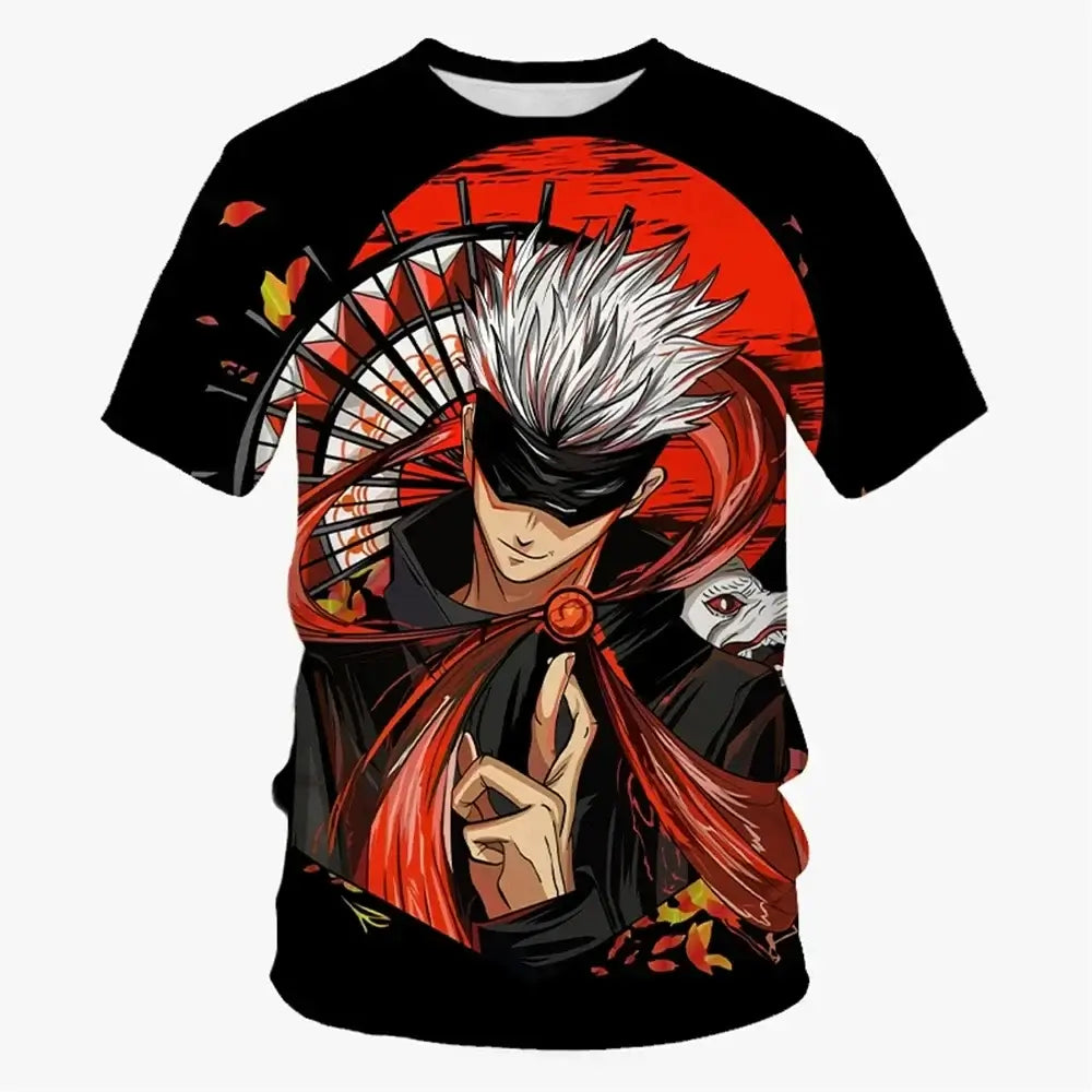 A collection of Fashion Trend Anime 3D Print T-Shirts for summer, featuring oversized streetwear styles for men, women, and kids.