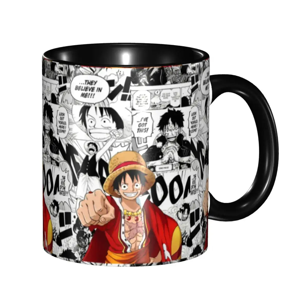 A colorful Kid's Luffy One Piece Mug featuring cute cartoon anime art, designed as a durable water cup gift for girls and boys.