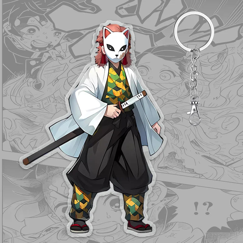 A 6cm Demon Slayer Keychain made of acrylic featuring a cute Tanjiro Kamado anime character, used as a bag pendant or key ring.