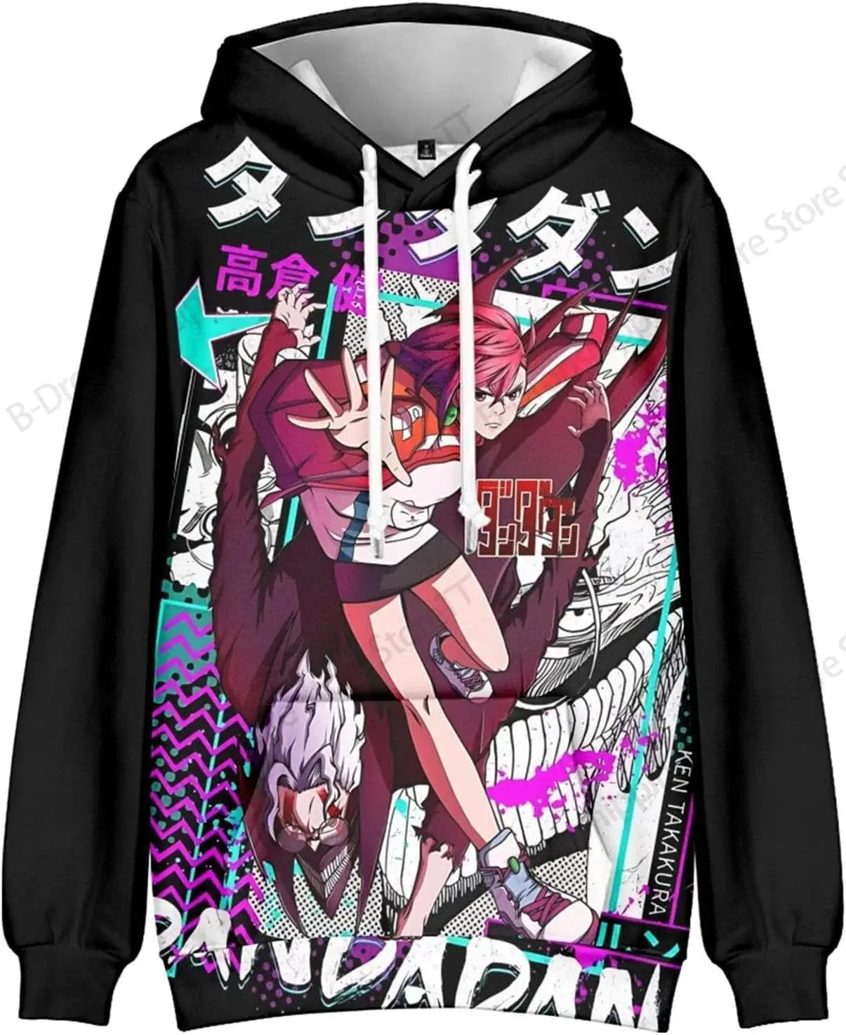 An oversized Anime Dandadan 3d Print Hoodie with a long sleeve design, suitable as a graphic coat or costume for men, women, and boys.