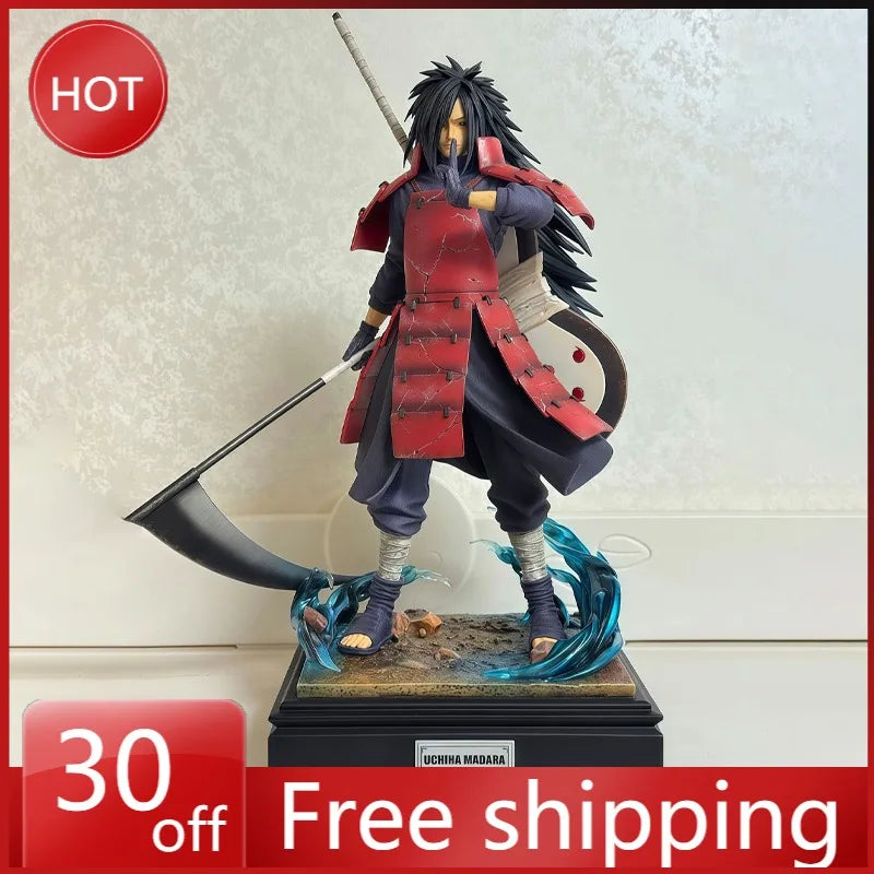 A 36cm luminous cartoon Uchiha Madara Figure in a standing posture, a PVC desktop ornament and collectible model toy.