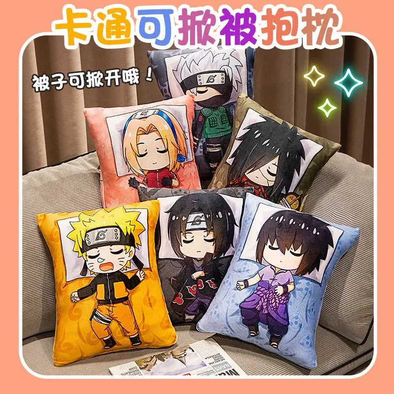 A cute Naruto Anime Plush Pillow featuring a stylized, huggable Kakashi and Naruto cartoon design, perfect for home decor and kids.
