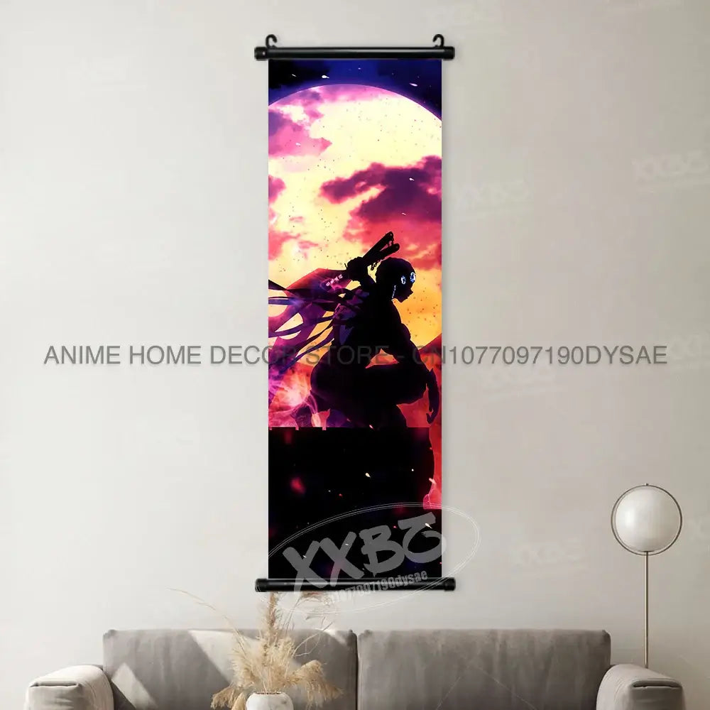 High-quality Demon Slayer Posters wall art scrolls featuring Hashira Kanroji Mitsuri, Iguro Obanai, and Tokitou Muichirou for home decor.