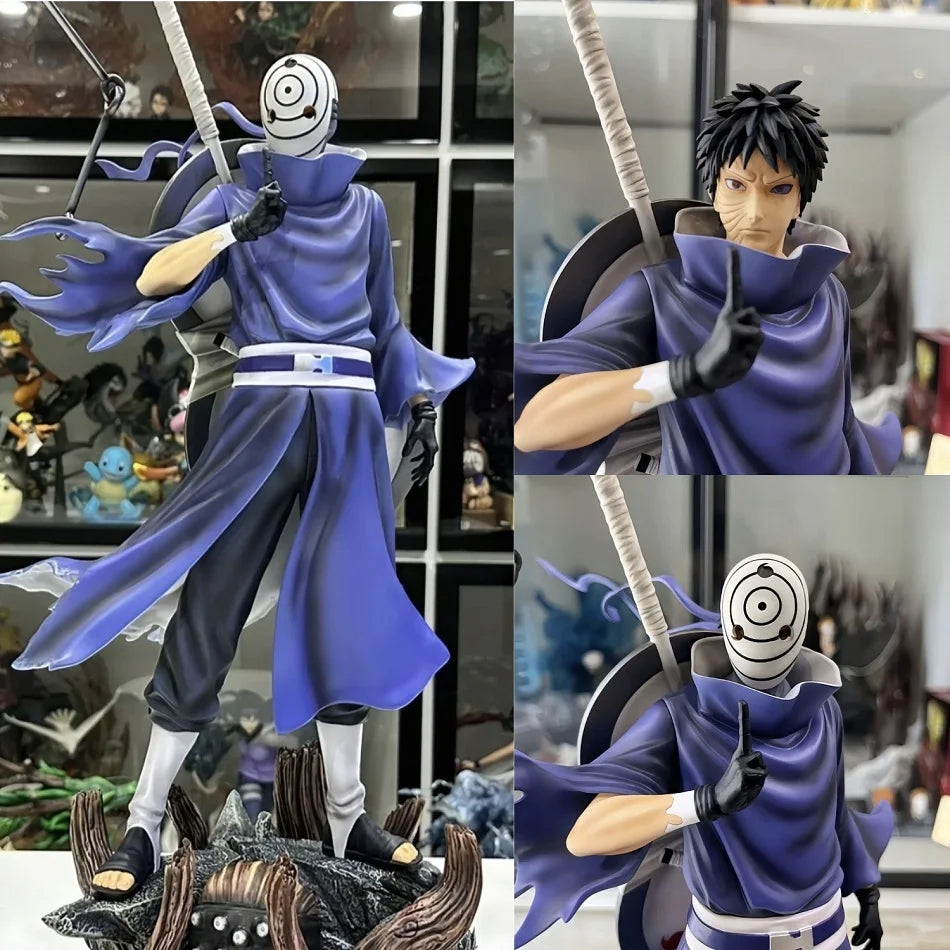 A 22cm NARUTO Anime Uchiha Obito Figure in a standing posture sculpture, a PVC model statue and collection toy gift.