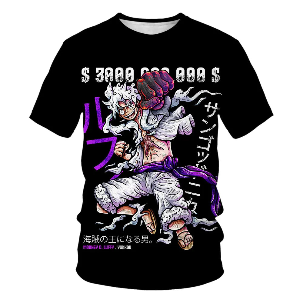 A fashion kid's One Piece Luffy T Shirt, a summer short sleeve top for boys.