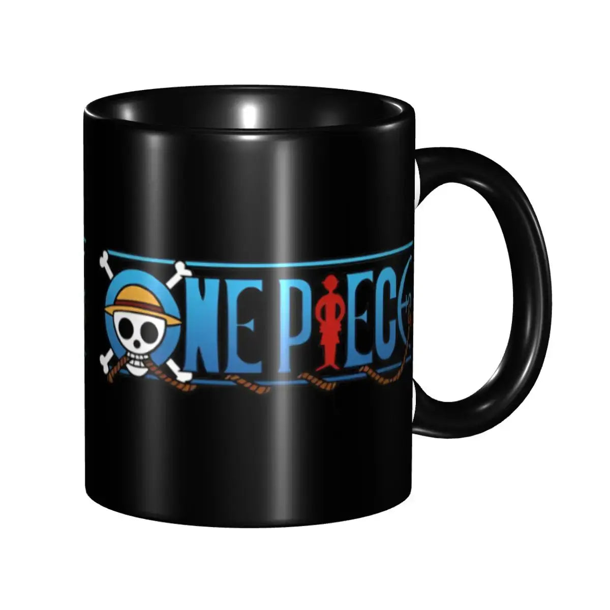 A colorful Kid's Luffy One Piece Mug featuring cute cartoon anime art, designed as a durable water cup gift for girls and boys.