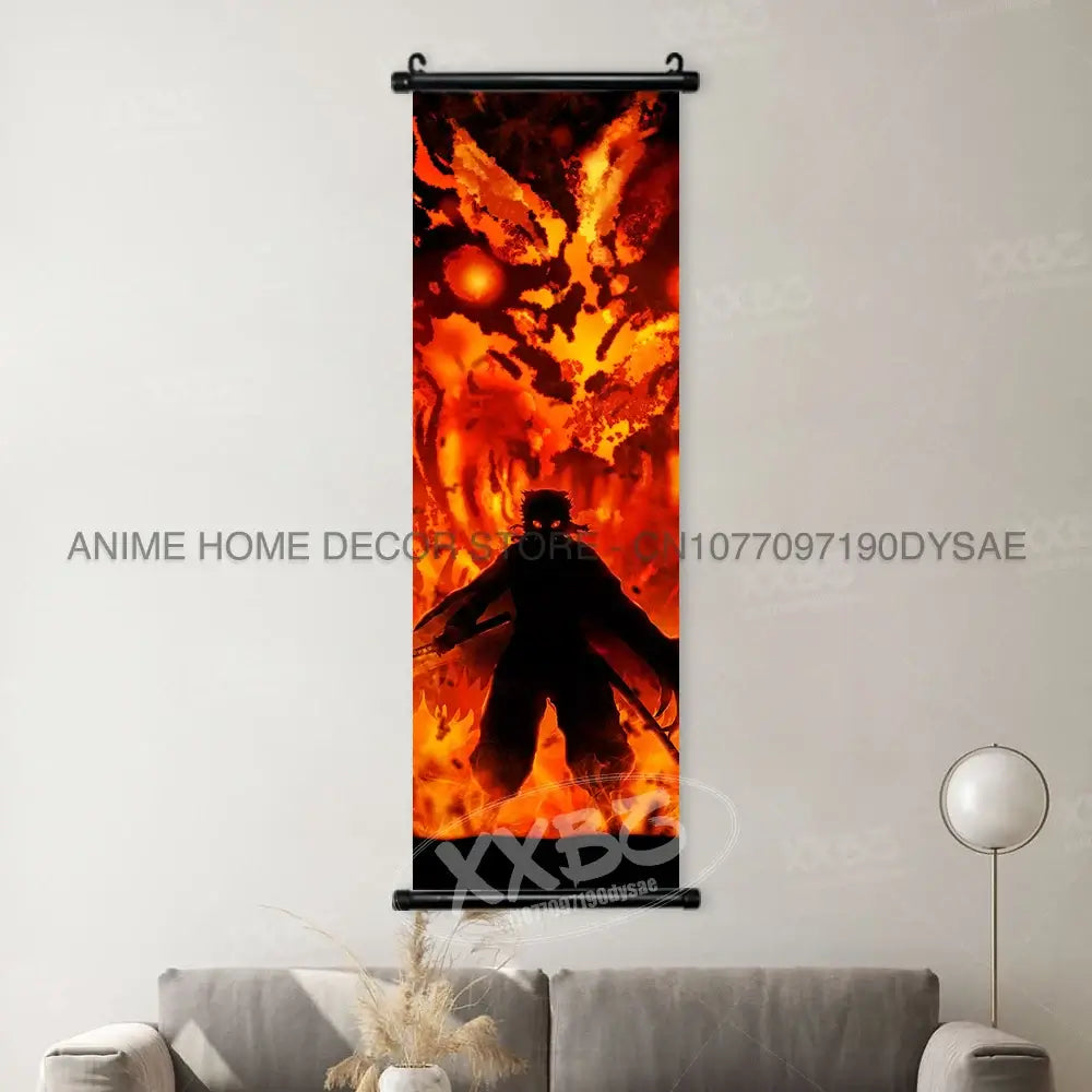 High-quality Demon Slayer Posters wall art scrolls featuring Hashira Kanroji Mitsuri, Iguro Obanai, and Tokitou Muichirou for home decor.