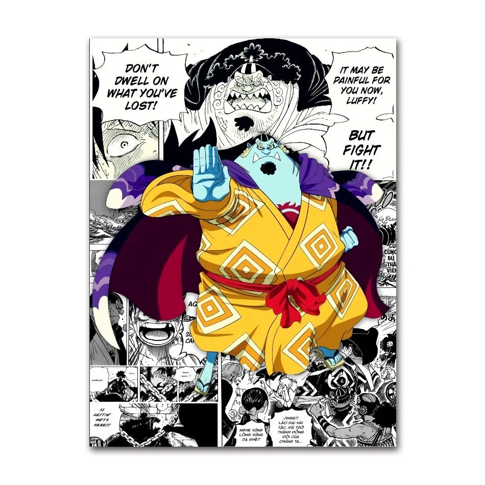 A classic cartoon style One Piece Luffy Zoro Poster printed on high-definition canvas, perfect for decorating a living room, corridor, or child's bedroom.