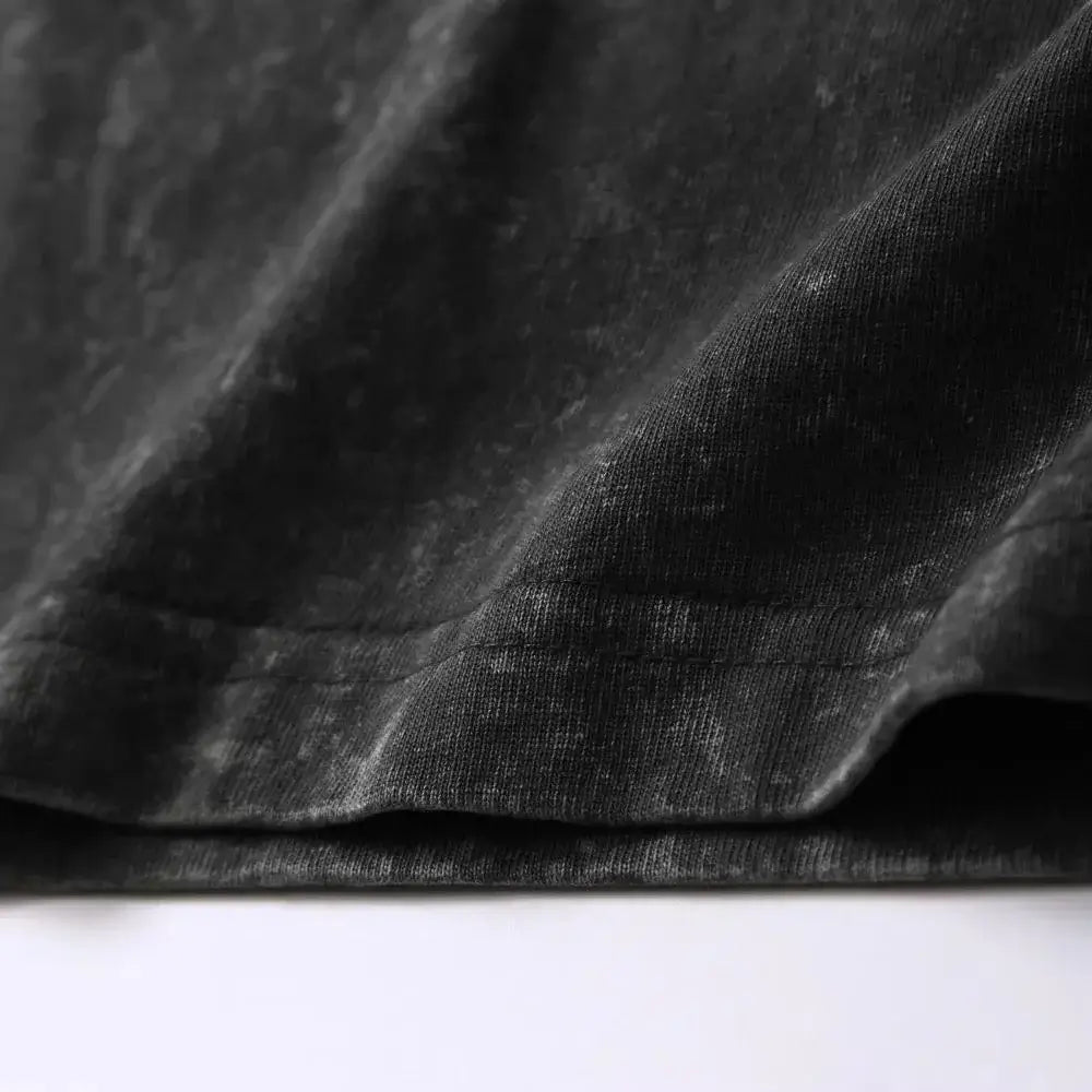 A vintage Washed T-shirt ONE PIECE Doflamingo in an oversized Harajuku style, suitable for men and women's fitness and street fashion.