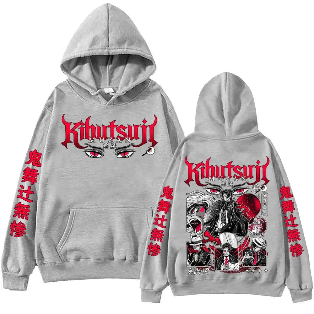 A Harajuku hip hop Anime Demon Slayer Muzan Kibutsuji Hoodie, designed as a pullover tops sweatshirt gift.
