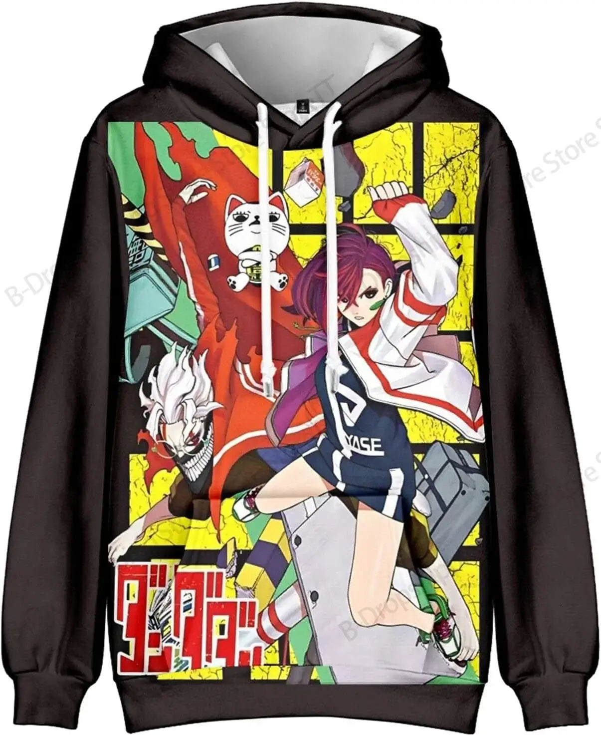 An oversized Anime Dandadan 3d Print Hoodie with a long sleeve design, suitable as a graphic coat or costume for men, women, and boys.