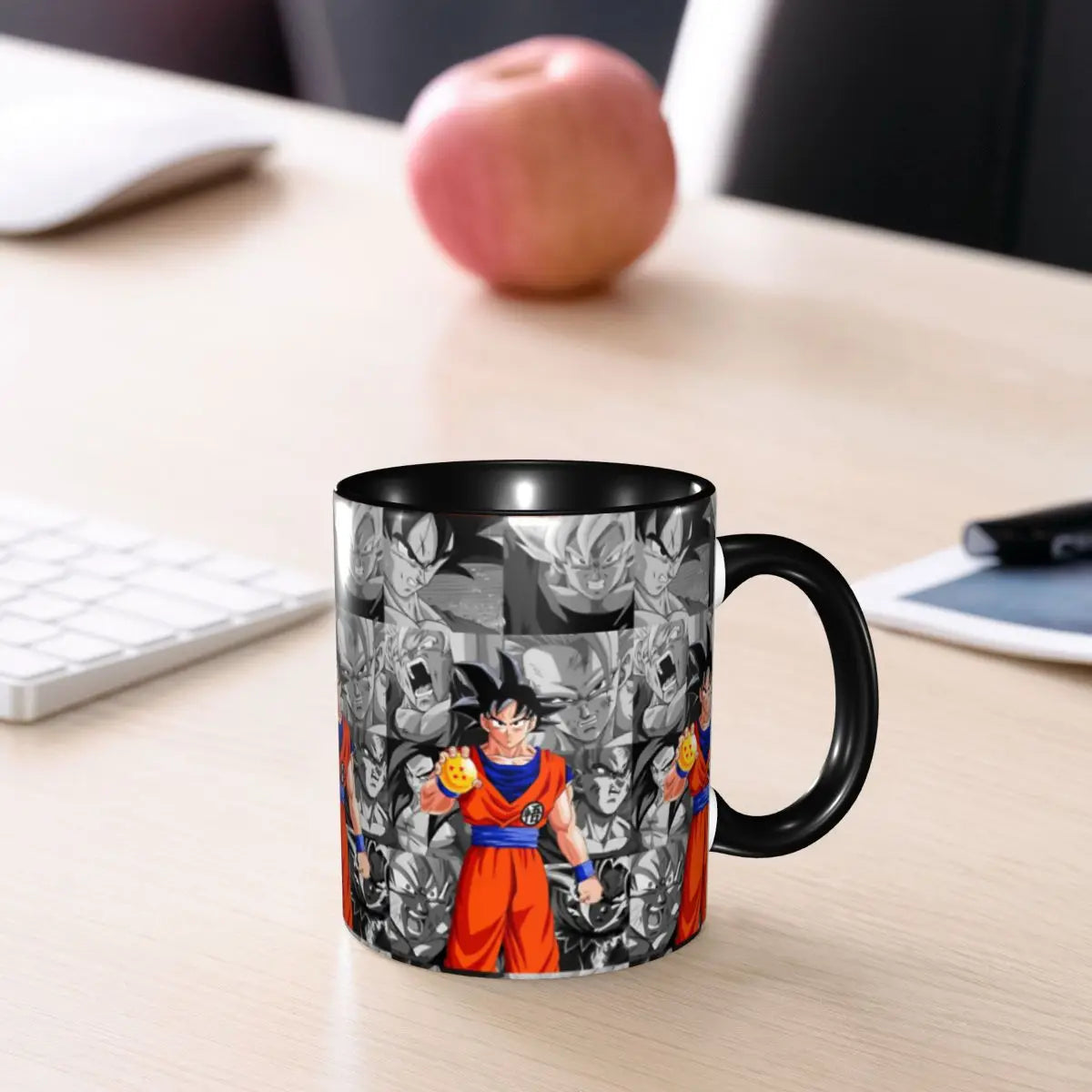A colorful Dragon Ball Gift Mug featuring cartoon Goku anime art, designed as a durable water cup and birthday gift for children.