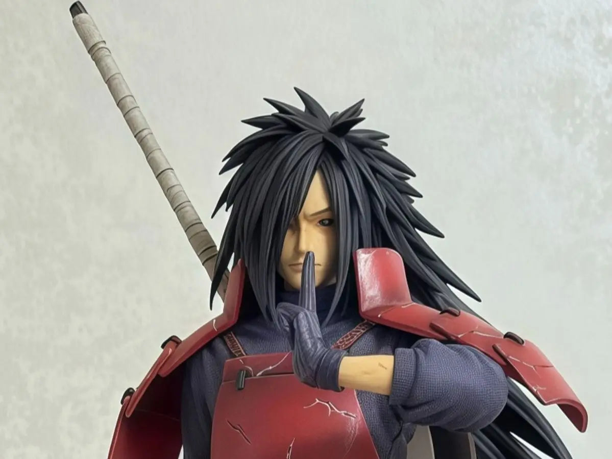 A 36cm luminous cartoon Uchiha Madara Figure in a standing posture, a PVC desktop ornament and collectible model toy.