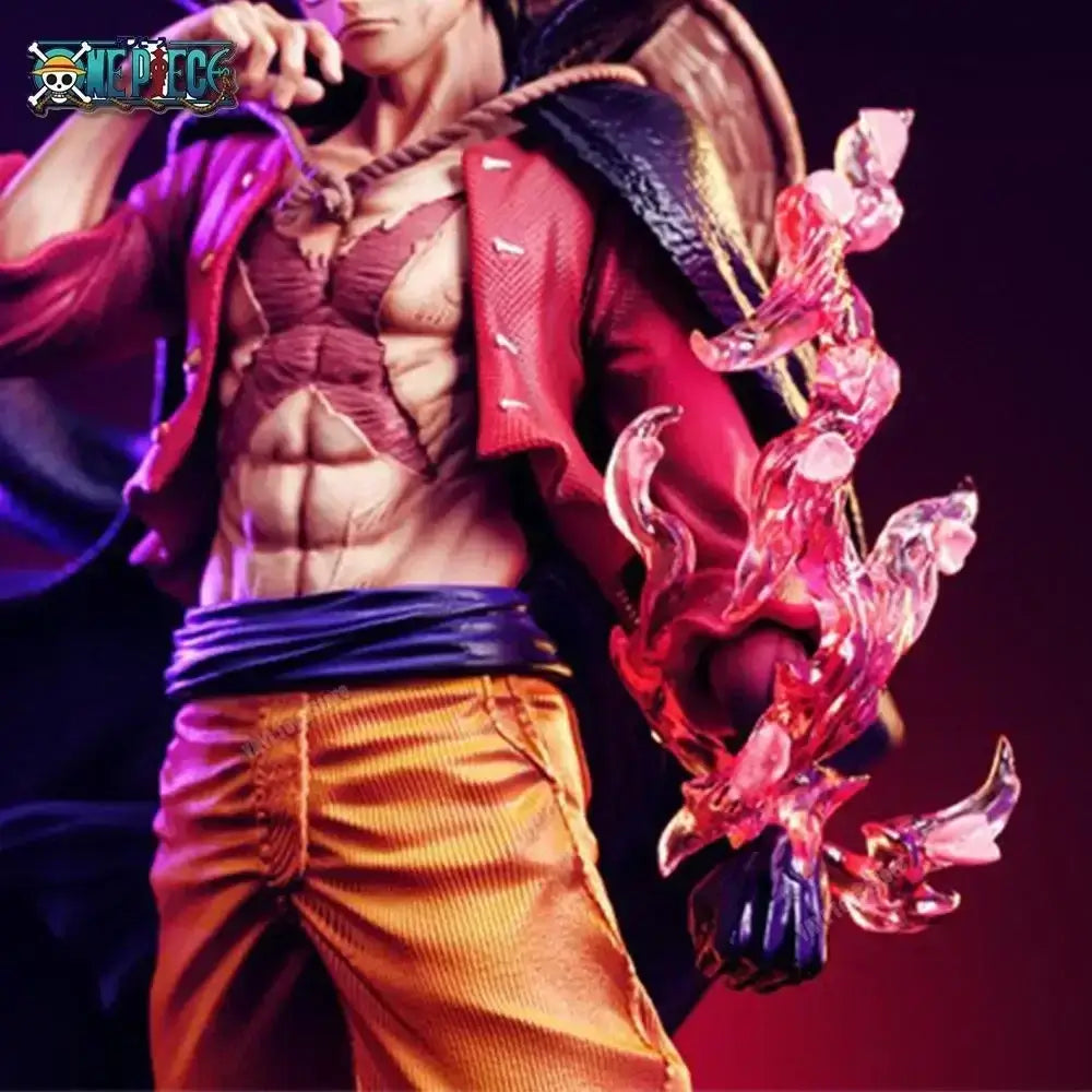A detailed Monkey D Luffy Figure showcasing the Sun God Nika Gear 5 transformation with white hair and cloud effects, 17cm PVC action figurine.