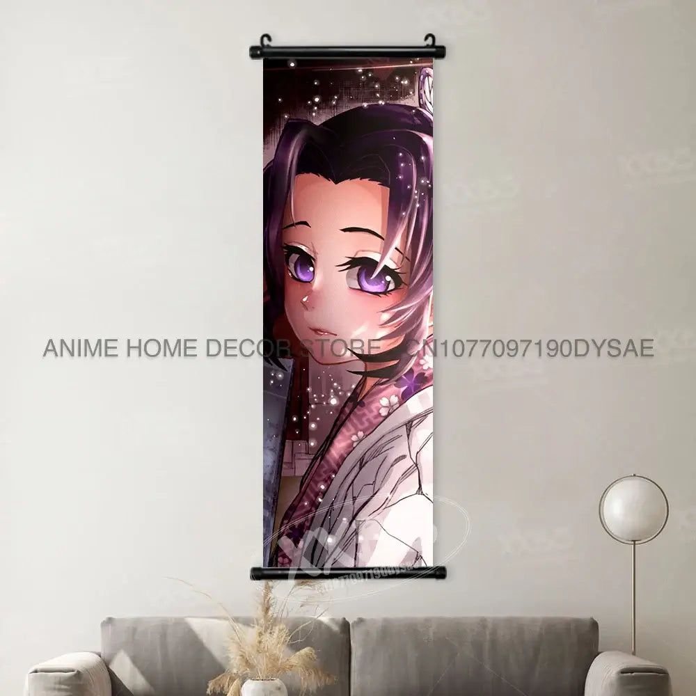 High-quality Demon Slayer Posters wall art scrolls featuring Hashira Kanroji Mitsuri, Iguro Obanai, and Tokitou Muichirou for home decor.