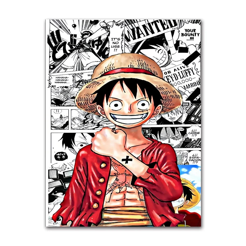 A classic cartoon style One Piece Luffy Zoro Poster printed on high-definition canvas, perfect for decorating a living room, corridor, or child's bedroom.