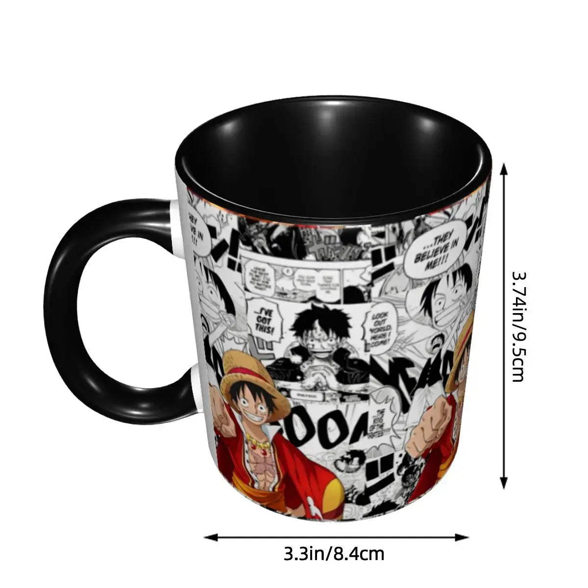A colorful Kid's Luffy One Piece Mug featuring cute cartoon anime art, designed as a durable water cup gift for girls and boys.