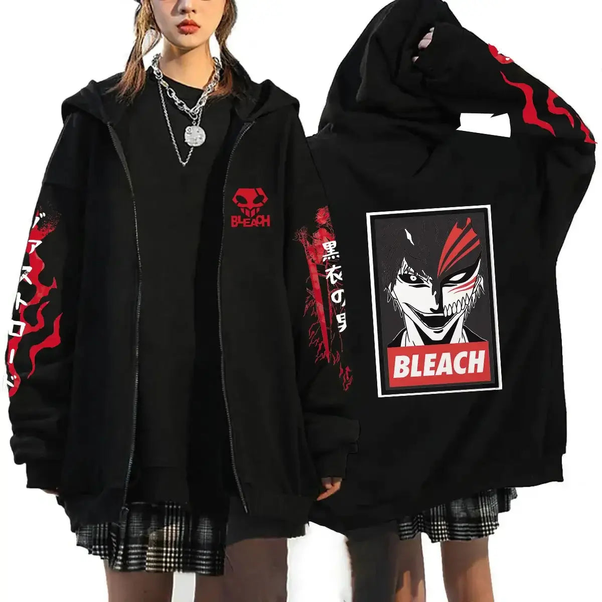 Bleach Kurosaki Ichigo Zip Up Hoodie Japan Anime Sweatshirt