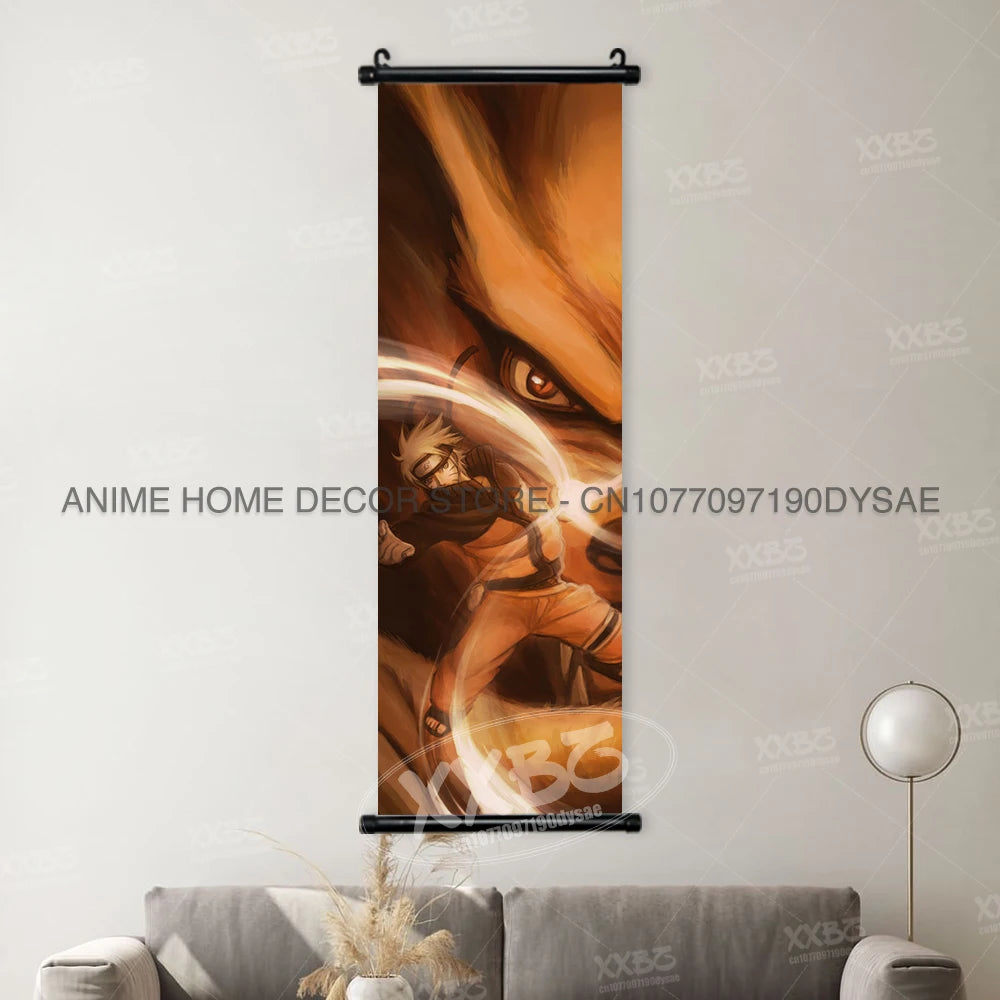 High-quality Uzumaki Naruto Posters wall art scroll featuring Sasuke Uchiha, Madara, and Might Guy for anime home decor.