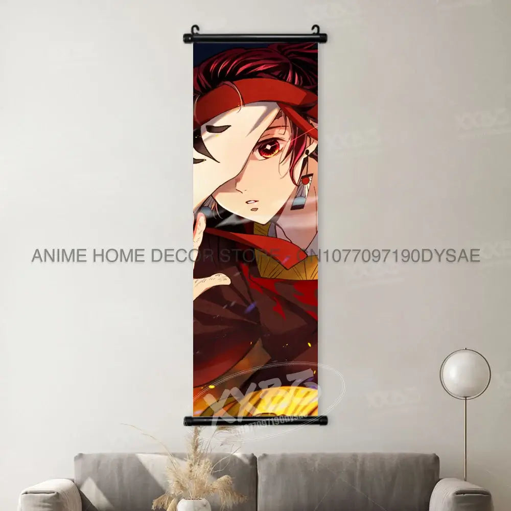 High-quality Demon Slayer Posters wall art scrolls featuring Hashira Kanroji Mitsuri, Iguro Obanai, and Tokitou Muichirou for home decor.