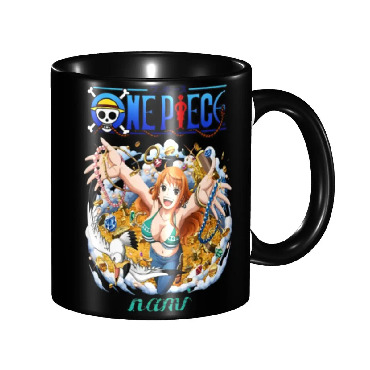 A cute Monkey D. Luffy Gear Fifth Mug featuring the Sun God Nika anime character, designed as a durable water cup gift for kids.