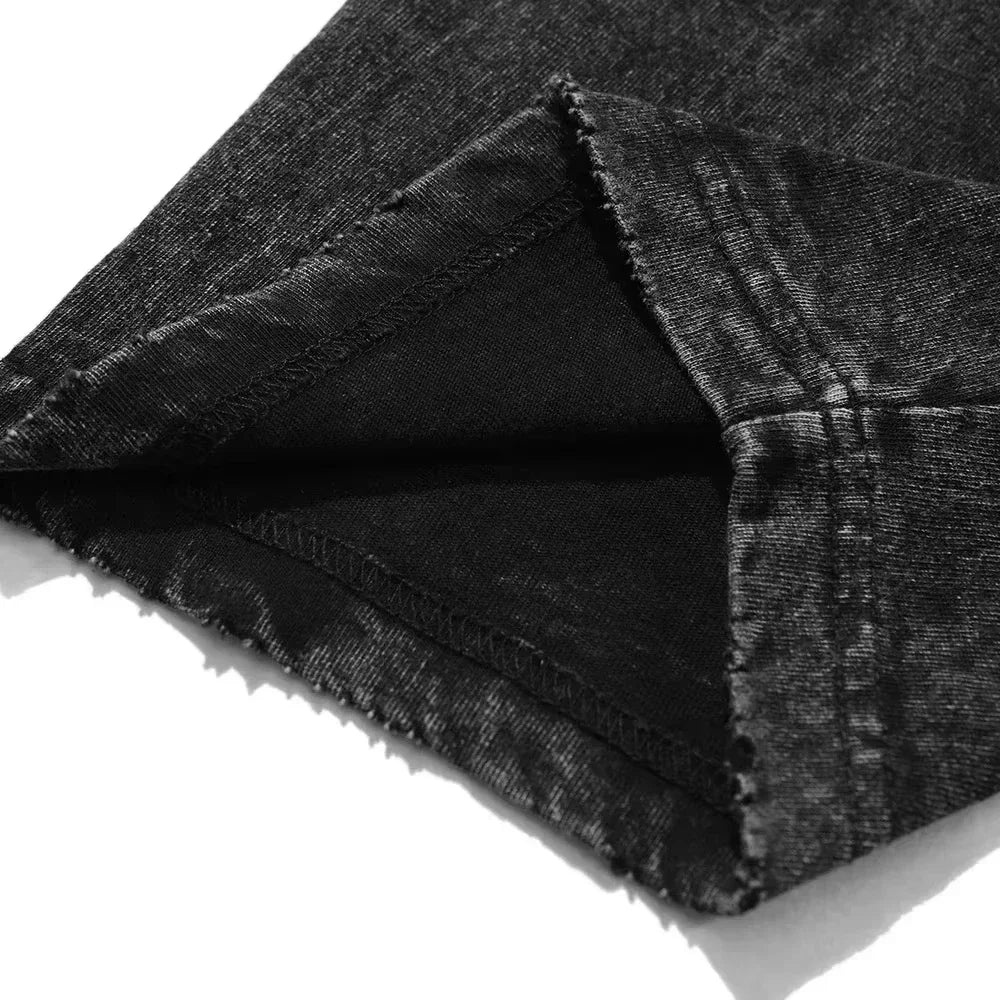 Men's vintage Naruto Rock Lee Streetwear T Shirt in a washed black style, featuring an anime graphic of the taijutsu master.