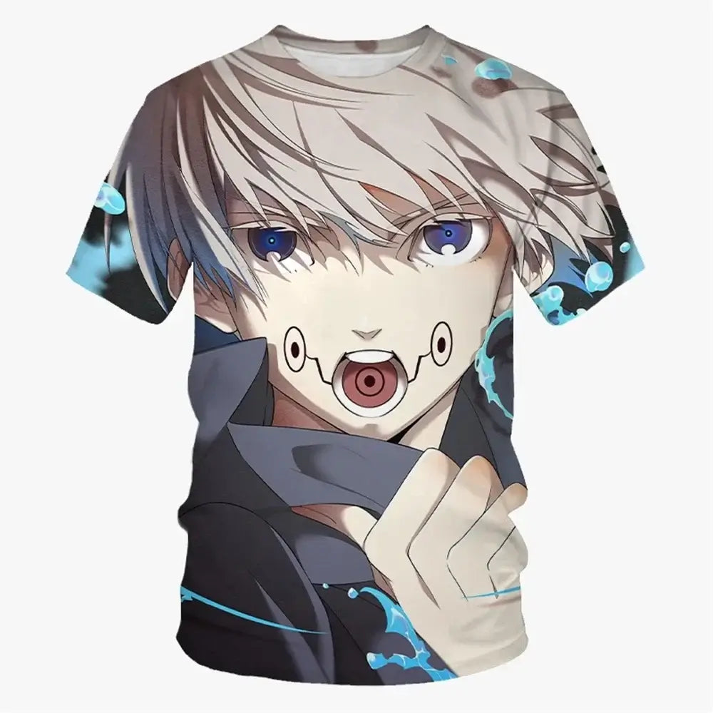A collection of Fashion Trend Anime 3D Print T-Shirts for summer, featuring oversized streetwear styles for men, women, and kids.