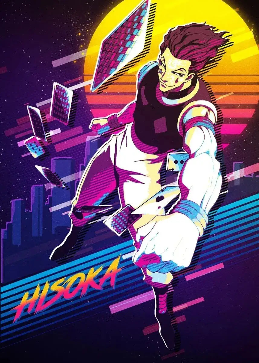 A retro style Hunter x Hunter Anime Poster printed on high-quality canvas featuring Gon and Killua, ideal for home decor and kids' bedrooms.