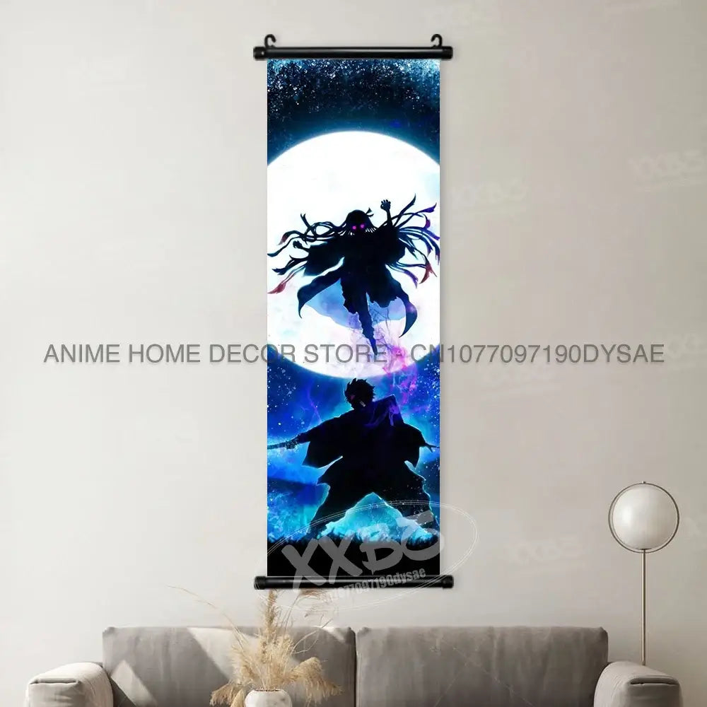 High-quality Demon Slayer Posters wall art scrolls featuring Hashira Kanroji Mitsuri, Iguro Obanai, and Tokitou Muichirou for home decor.
