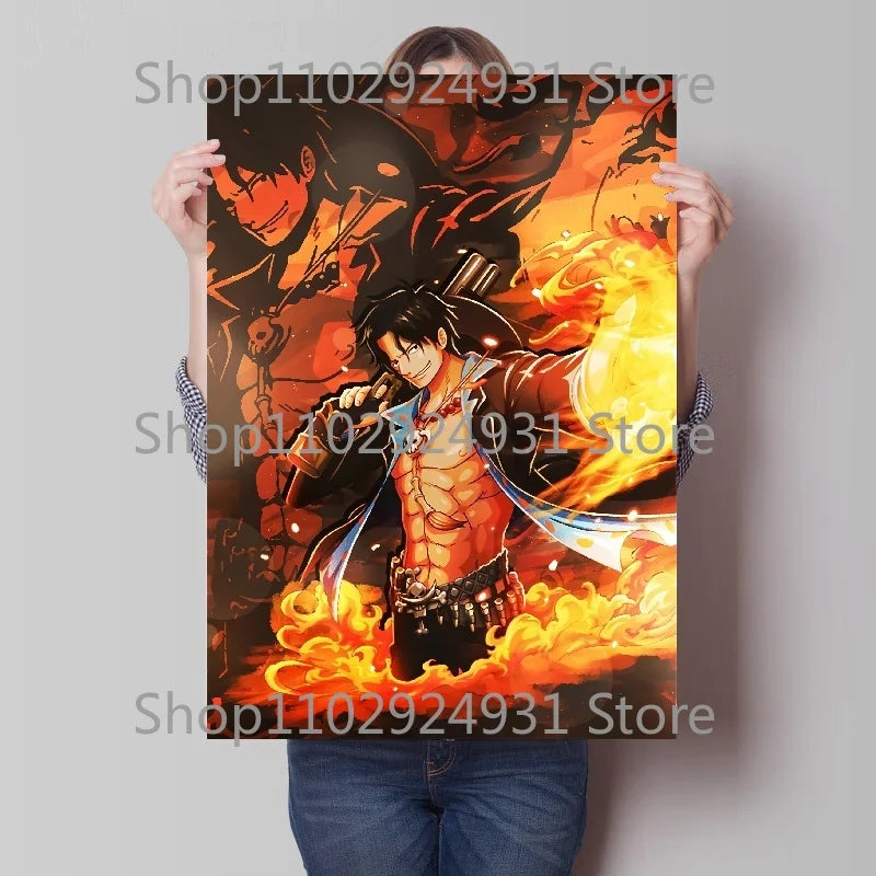 A colorful creative One Piece Luffy Zoro Poster printed on high-definition canvas, displayed as modern home wall art decoration.