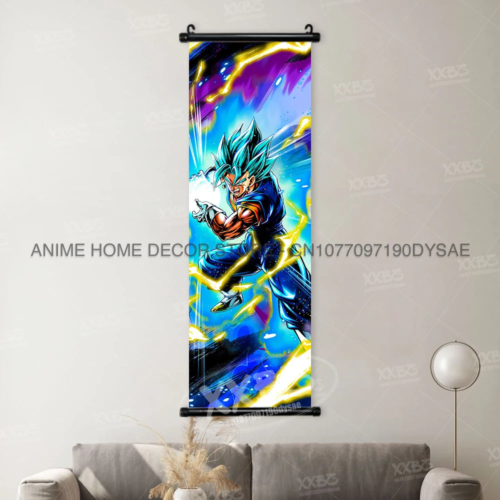 High-quality Dragon Ball Posters wall art scroll featuring Anime figures Goku, Vegeta, and Frieza for home decoration.