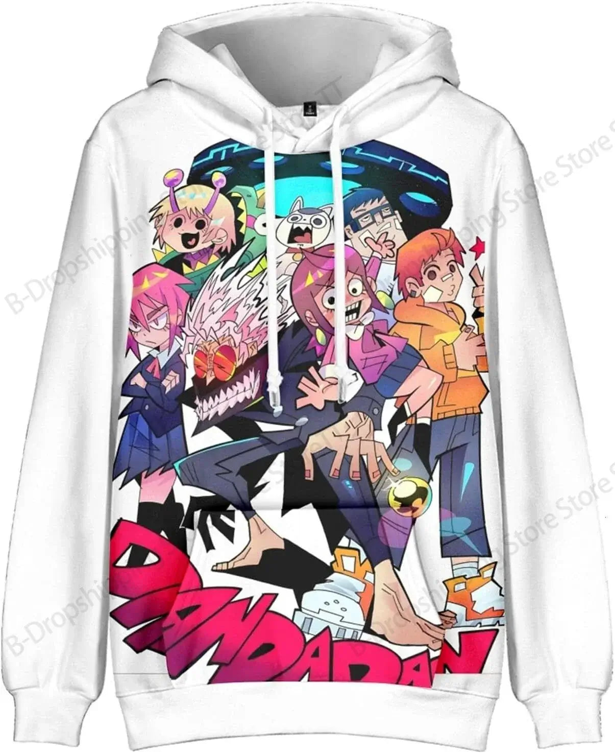 An oversized Anime Dandadan 3d Print Hoodie with a long sleeve design, suitable as a graphic coat or costume for men, women, and boys.