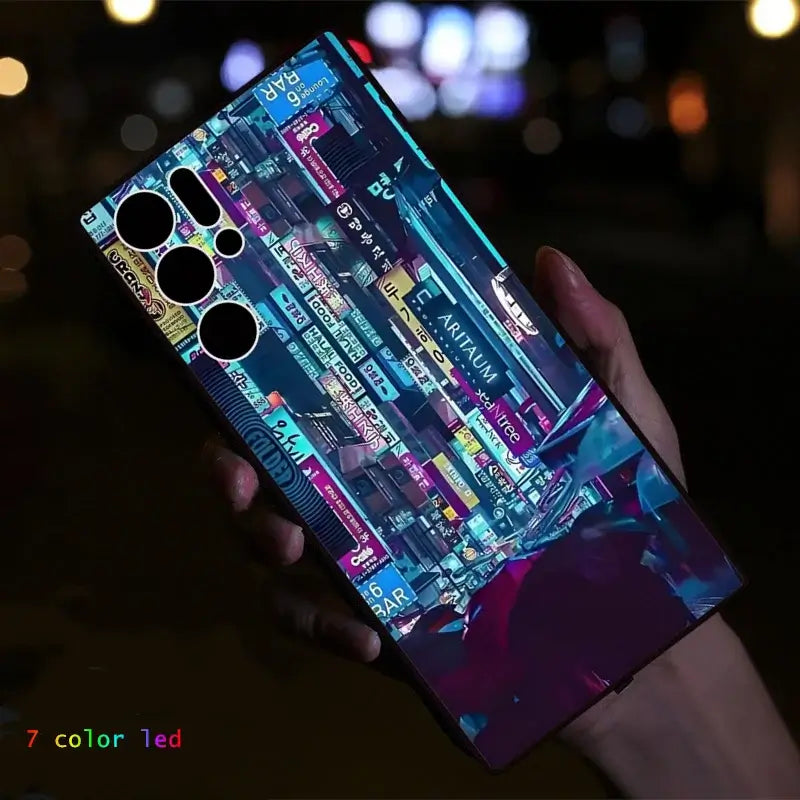 A Solo Leveling LED Phone Case for ZTE Nubia RedMagic featuring glowing Sung Jinwoo anime art that lights up.