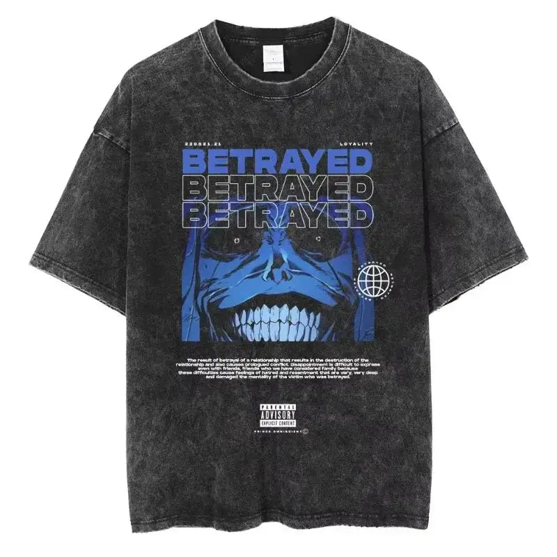 A hot unisex and plus size Solo Leveling Sung Jin-Woo Printed T Shirt in a washed cotton Harajuku style.