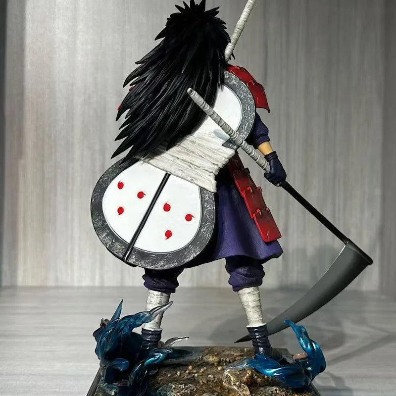 A 36cm luminous cartoon Uchiha Madara Figure in a standing posture, a PVC desktop ornament and collectible model toy.