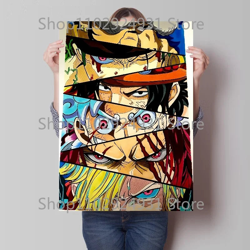 A colorful creative One Piece Luffy Zoro Poster printed on high-definition canvas, displayed as modern home wall art decoration.