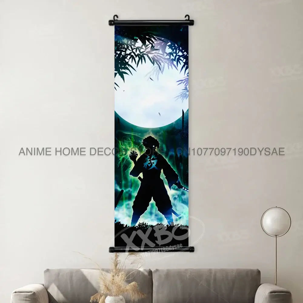 High-quality Demon Slayer Posters wall art scrolls featuring Hashira Kanroji Mitsuri, Iguro Obanai, and Tokitou Muichirou for home decor.