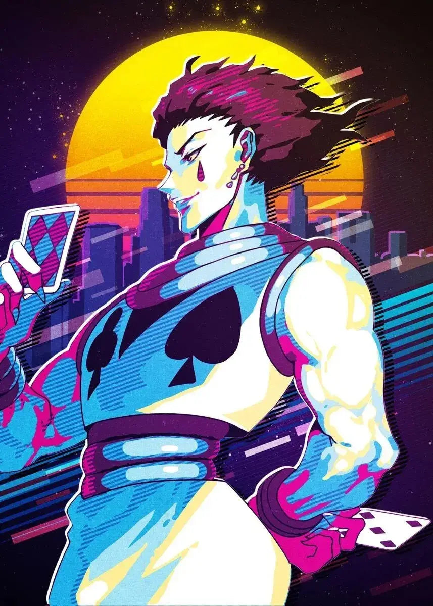 A retro style Hunter x Hunter Anime Poster printed on high-quality canvas featuring Gon and Killua, ideal for home decor and kids' bedrooms.