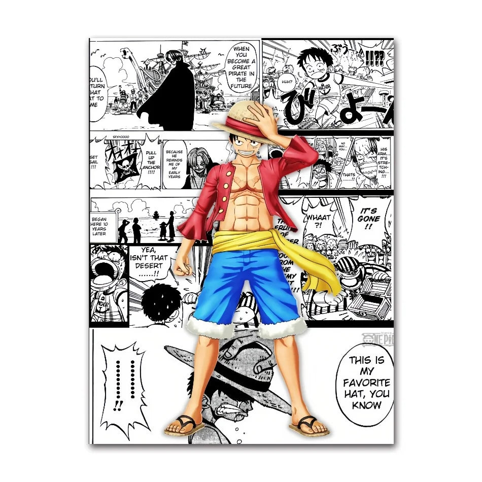 A classic cartoon style One Piece Luffy Zoro Poster printed on high-definition canvas, perfect for decorating a living room, corridor, or child's bedroom.