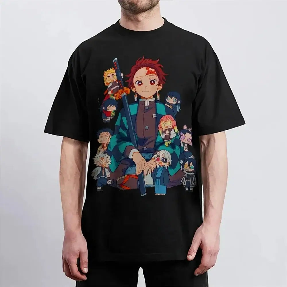 A popular Hot Anime Demon Slayer T-Shirt featuring classic characters in a comfortable, casual short-sleeved top.