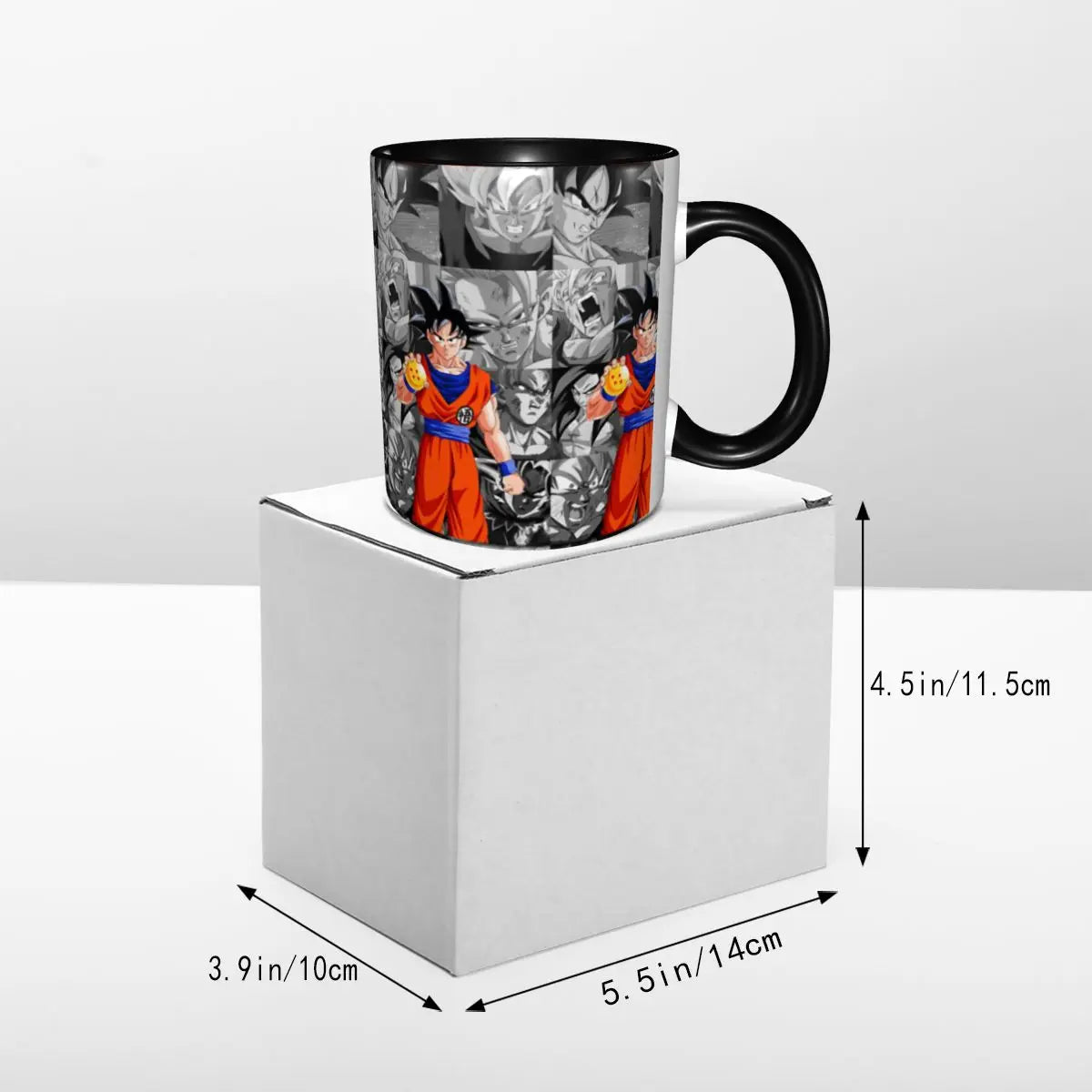A colorful Dragon Ball Gift Mug featuring cartoon Goku anime art, designed as a durable water cup and birthday gift for children.