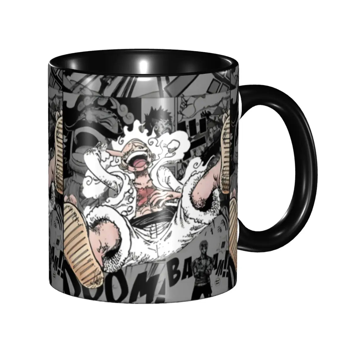 A cute Monkey D. Luffy Gear Fifth Mug featuring the Sun God Nika anime character, designed as a durable water cup gift for kids.