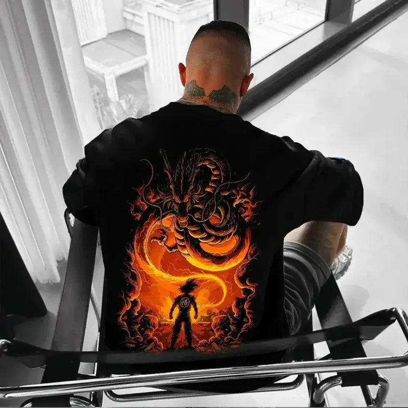 A high-street fashion Dragon Ball Goku T-Shirt featuring a classic hot-blooded anime portrait, made of soft cotton for men and women.