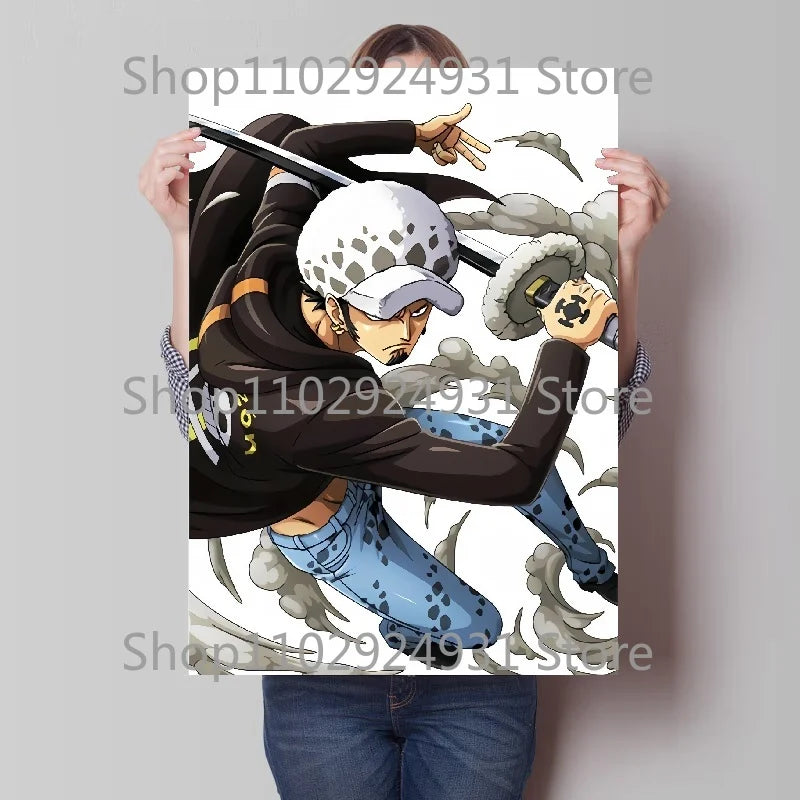A colorful creative One Piece Luffy Zoro Poster printed on high-definition canvas, displayed as modern home wall art decoration.