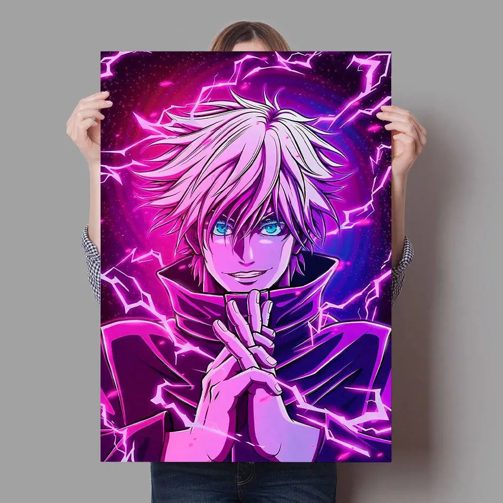 A high-definition Jujutsu Kaisen Poster printed on canvas, featuring a comic-style illustration of Gojo Satoru and Ryomen Sukuna for home wall decoration.