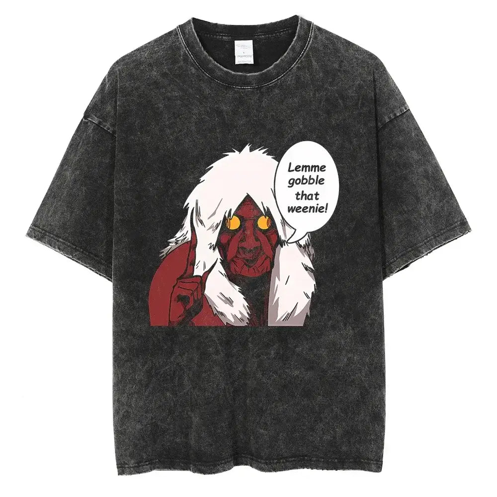 An oversized Anime Dandadan Ken Takakura T-shirt with a washed vintage print of Okarun for men.