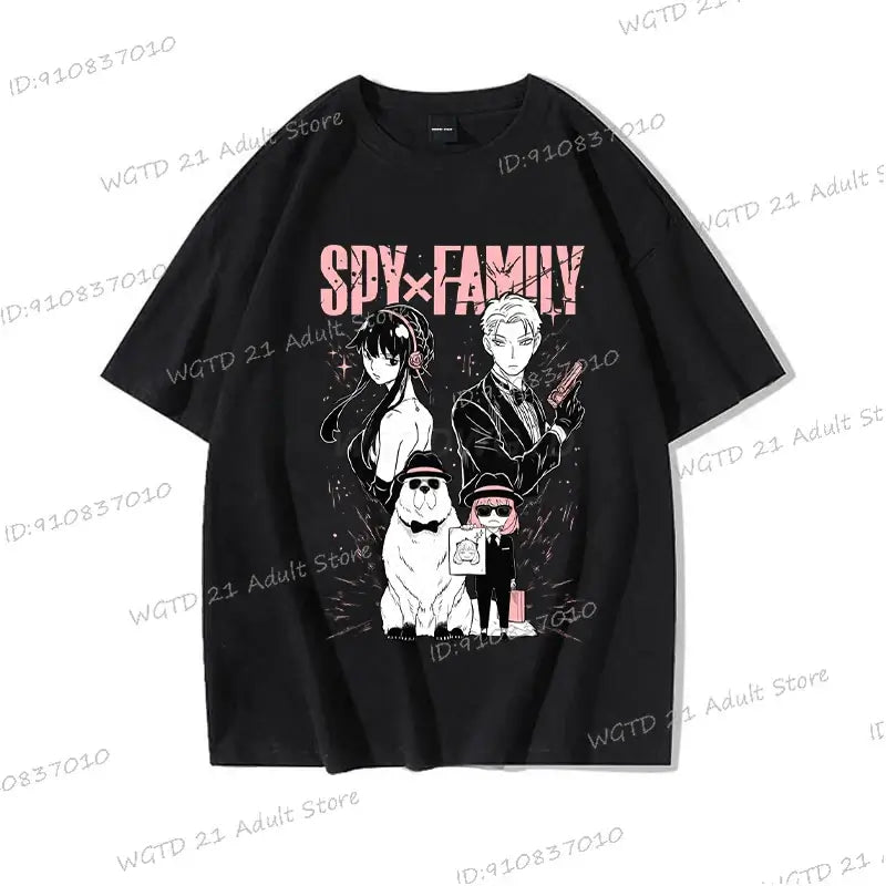 A cute Anya Forger T-shirt made of soft cotton, featuring a Harajuku style Spy x Family print for men and women.