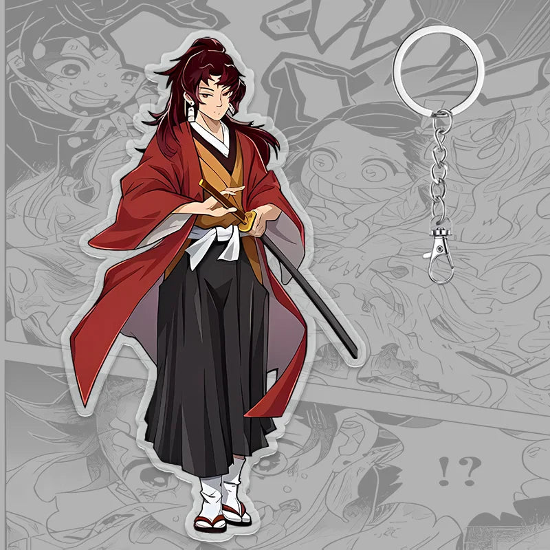 A 6cm Demon Slayer Keychain made of acrylic featuring a cute Tanjiro Kamado anime character, used as a bag pendant or key ring.